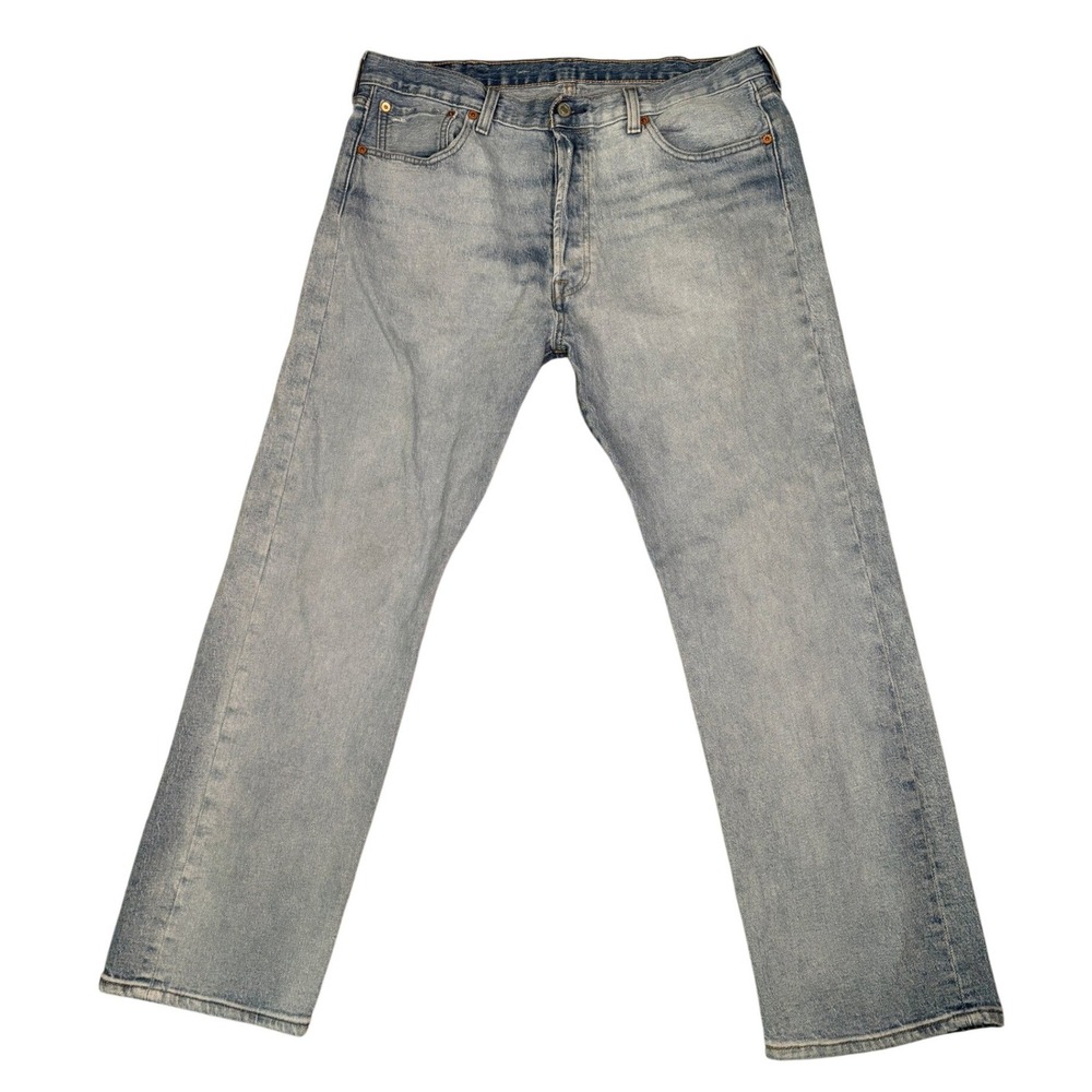 Levi's 501 Original Fit Jeans Men 38x30 Light Wash Blue Button Fly Straight Leg
